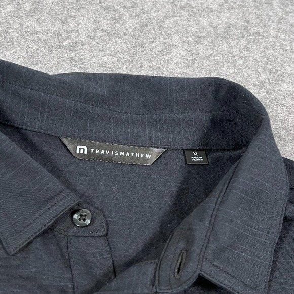 Travis Mathew Black‎ Heather The Heater Short Sleeve Polo Shirt Men's Size XL - Picture 2 of 7